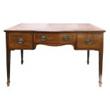 An Edwardian mahogany satinwood crossbanded boxwood and ebony strung writing table,