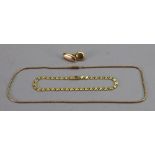A gold fancy link bracelet with snap clasp, stamped 18CT, length approximately 20.5cm, 9.