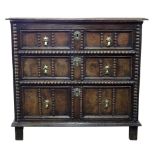 A late 17th Century oak chest, of panelled construction,