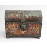 A 16th century style rectangular domed top faux tortoiseshell covered box, first half 19th century,