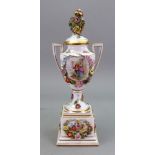 A Carl Thieme, Potschappel two handled vase and cover, late 19th century,