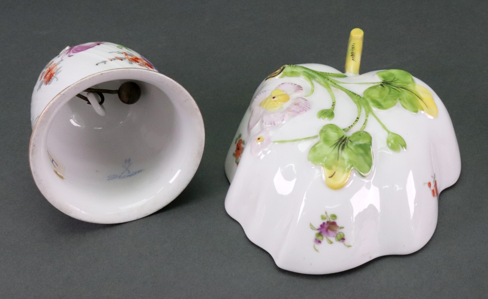 A miniature Royal Crown Derby Imari pattern 6299 watering can, 8cm high, a Dresden bell, - Image 12 of 12