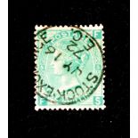 Great Britain; Queen Victoria 1/- green Stock Exchange forgery, a used copy from plate 5,