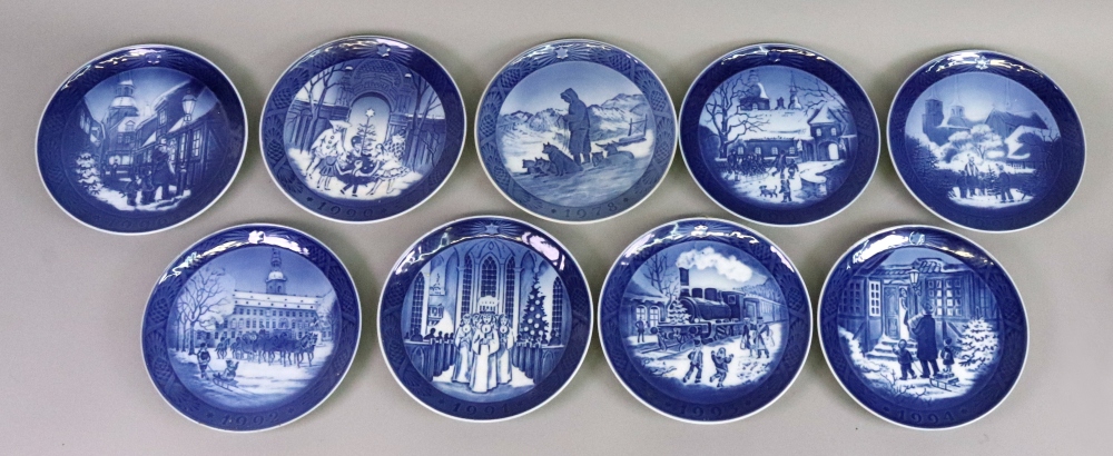 A large collection of Royal Copenhagen Christmas plates, 1966 - 2005, with extras,