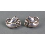 A pair of Georg Jensen silver clip earrings, each designed as two tulips, stamped 100A,