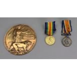 A First World War medal, Victory medal and death plaque to 4997 Pte. Frederick Donald Harding R.
