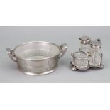 An Art Deco circular tapering silver two handled butter dish, Goldsmith & Silversmiths Company,