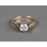 A gold and diamond single stone ring, claw set with an old cut diamond, indistinctly detailed 18 C,