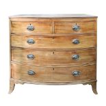 A Regency mahogany bowfront chest, the moulded edge top above two short and three long drawers,