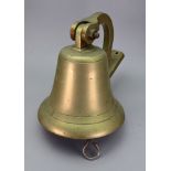 A brass ship's bell, 23cm diameter.