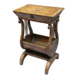 An Italian walnut marquetry boxwood strung and crossbanded sewing table, early 19th century,