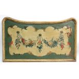 A pair of French 19th century panels, decorated with floral swags, surrounded by a scroll border,