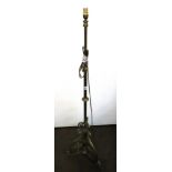 A late Victorian brass cylindrical telescopic column standard lamp,