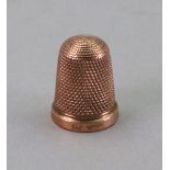 An Edwardian gold thimble, detailed 9ct, Henry Griffith & Sons, 5.4g.