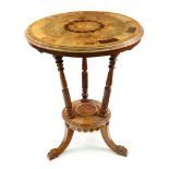 A New Zealand Specimen Wood circular two-tier centre table, Winks & Hall, Auckland, circa 1880,
