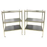 A pair of reproduction Regency style brass frame three tier etagere,