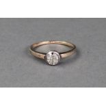 A single stone old cut diamond ring, rubover set to plain band, ring size S, 2.66g gross.