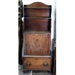 A mahogany ebony strung bookcase cabinet, reconstructed, Regency and later,