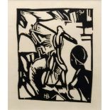 Horace Ascher Brodzky (Australian, 1885-1969), Longshoreman, linocut, 13.5 x 11cm.