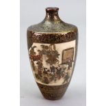 A Japanese Satsuma miniature vase, Meiji period, with tapered sides,