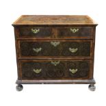 An oyster walnut isometric inlaid and walnut crossbanded chest, 17th century and later,