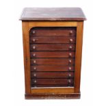 A late Victorian mahogany and stained pine butterfly collectors table top cabinet,