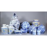 A group of 20th century decorative Asian style large ceramics including lidded pots, vases,