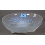 A French etched opalescent glass bowl, 20th century, of circular form,