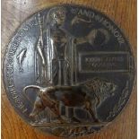 A First World War period bronze memorial plaque, detailed Joseph Albert Gooding,