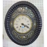 A Continental two train wall clock, early 20th century, with enamel set alabaster dial,