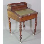 A late Victorian mahogany acanthus desk on tapering supports, 67cm wide x 98cm high.