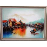 ** Brull, Harbour Scene, oil on canvas, signed, 58.