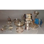 Silver plated wares including; centre dishes, flatware candlesticks, frames toast rack and sundry,