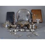 Plated wares, including; entree dishes, candlesticks, muffin dish, cased flatware and sundry, (qty).