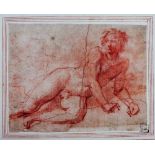 Boscoli ? (18th century), A male nude reclining, red chalk, unframed, 11.5cm x 15cm.