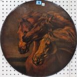 After John Frederick Herring, senior, three horses, oil on slate, formerly a table top,