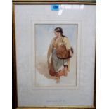 Attributed to Frederick Goodall (1822-1904), Study of a girl holding a basket,