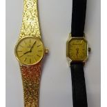 An Omega De Ville 9ct gold lady's bracelet wristwatch,
