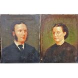 English School (late 19th century), Portrait of a lady; Portrait of a gentleman, a pair,