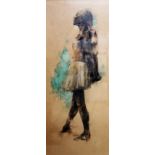 Michael R. Hyam (b.1960), Study of Degas' little dancer, watercolour, signed, 75cm x 32cm.