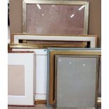 A group of six plain 20th century mostly gilt frames, various sizes, (6).