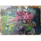 Russian School, (20th century), A group of three floral still lives, oil on card, unframed,