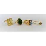 A gold and citrine single stone ring,