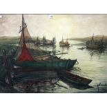 Jacques Idserda (1918-2007), Harbour scene, watercolour, signed, 65cm x 88cm.