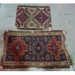 A Caucasian fragment 90cm x 73cm and a Kurdish rug, 145cm x 86cm, (2).