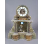 A 19th century onyx mantel clock with cherub decoration, 39cm wide x 47cm high,
