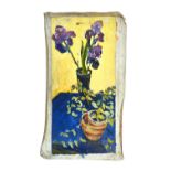 Russian School, (20th century), Still life of iris and pot plant, oil on canvas,