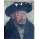 Russian School, (20th century), Portrait of a Mongolian man, oil on canvas, unframed,