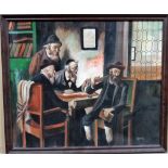 ** Kaval (20th century), Jewish Scholars in an interior, oil on canvas, signed, 49cm x 58cm.