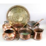 A collection of Middle Eastern and other copper wares,